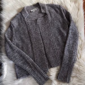 LOFT gray wool mohair blend cardigan sweater Sz M